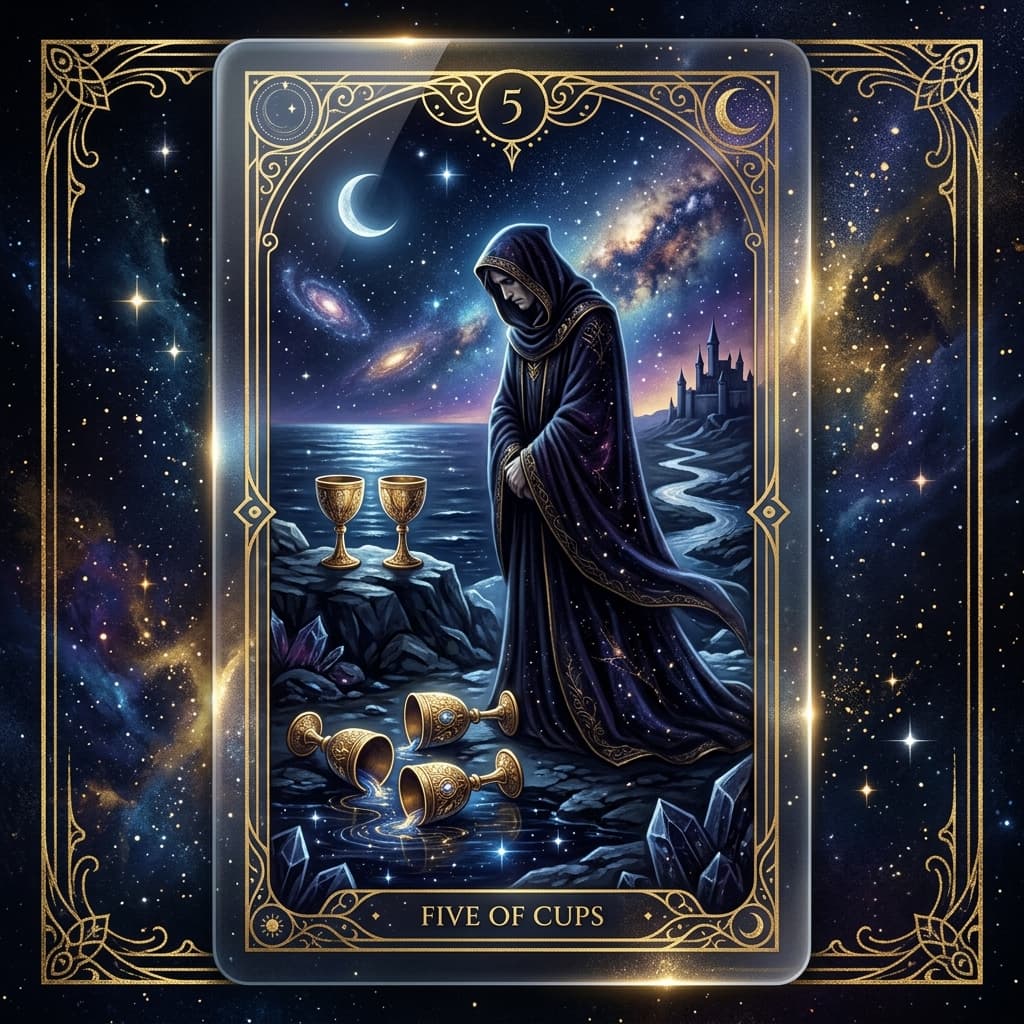 Kupa Beşlisi Tarot Kartı
